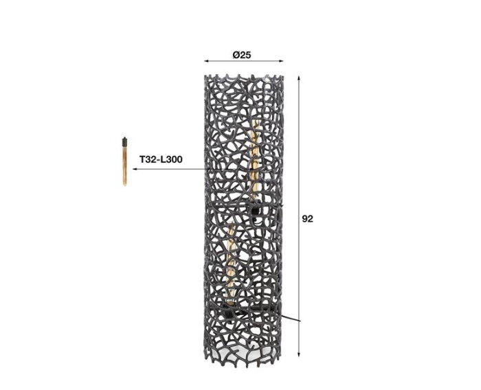 Vloerlamp  Ø25 weaver cylinder L - Zwart nikkel