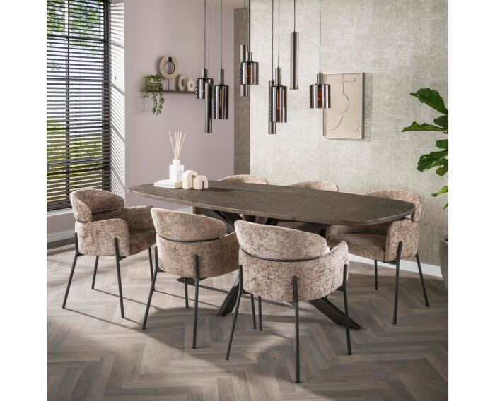 Eettafel 215 Bronvik deens ovaal - Bronze liquid metal