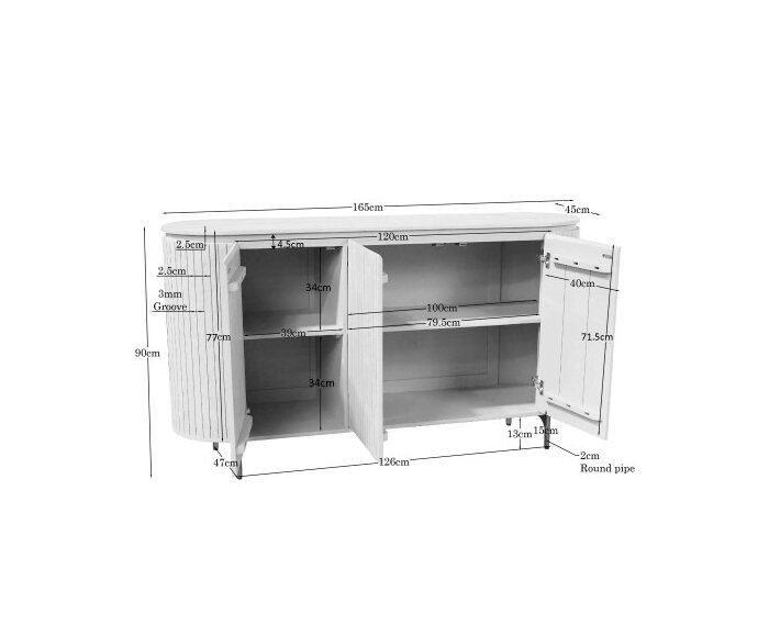 Dressoir Solana Bruin Mangohout 165 cm