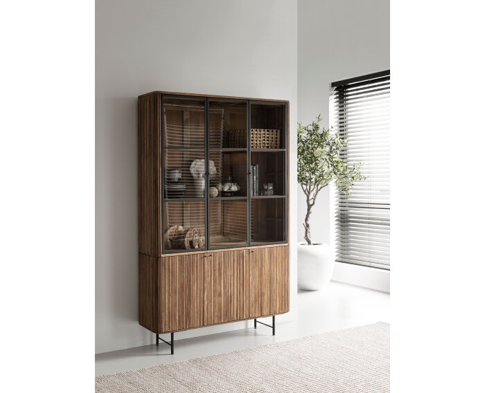 Showcase Lagoon, 2x3 doors,210x130x40 cm, teakwood