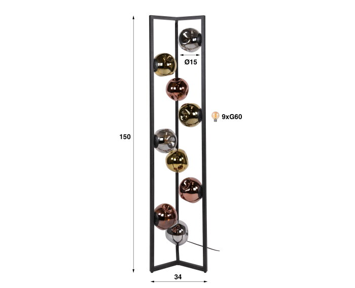 Hanglamp 3L stellar - Artic zwart