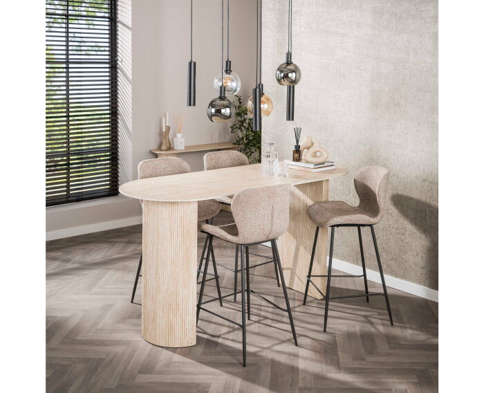 Bartafel Romano arch - Travertin keramiek - 180x70x92 cm - Beige - Japandi