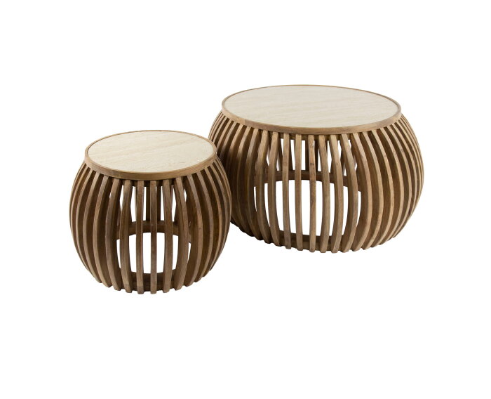 Salontafel Nuovo Curve set van 2 travertin keramiek - Beige