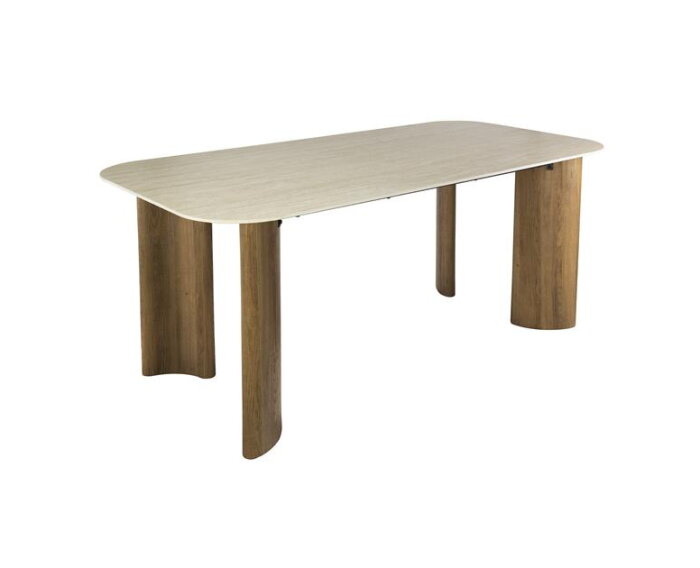 Eettafel 180 curvo Romano - Ceramic Travertine
