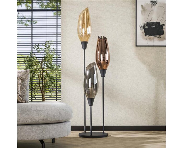 Vloerlamp cocoon XL mix glass - Zwart
