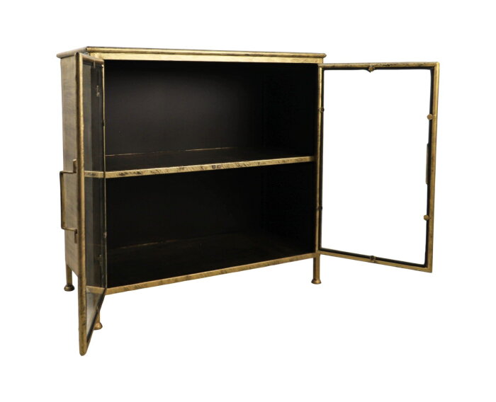 Vitrinekastje Fletcher - 93x42x90 - Antique Gold - Metaal/glas