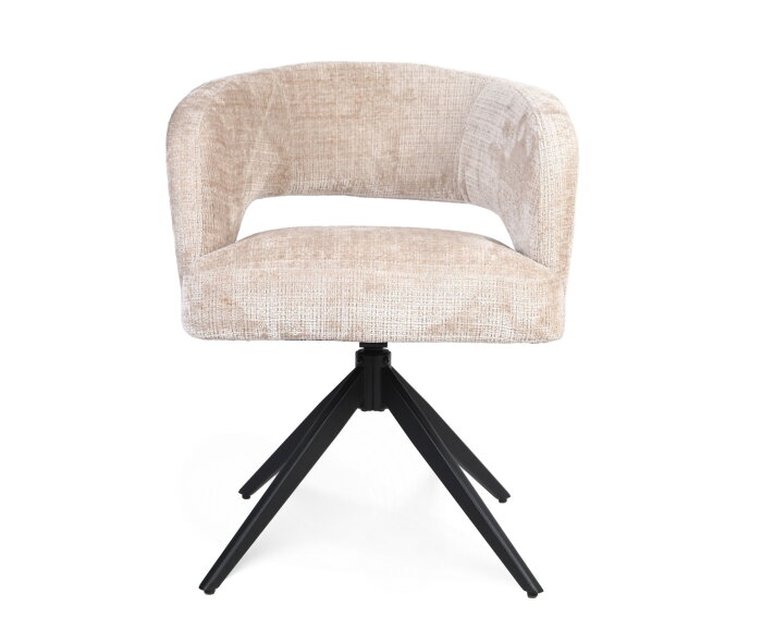 Eetkamerstoel Demi | Beige | Poot Black | Met armleuning