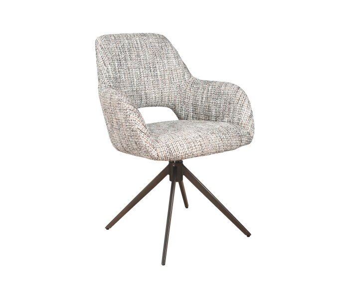 Eetkamerstoel Paris poot Moon draaibaar Anodic brown - Be Trendy nature 01