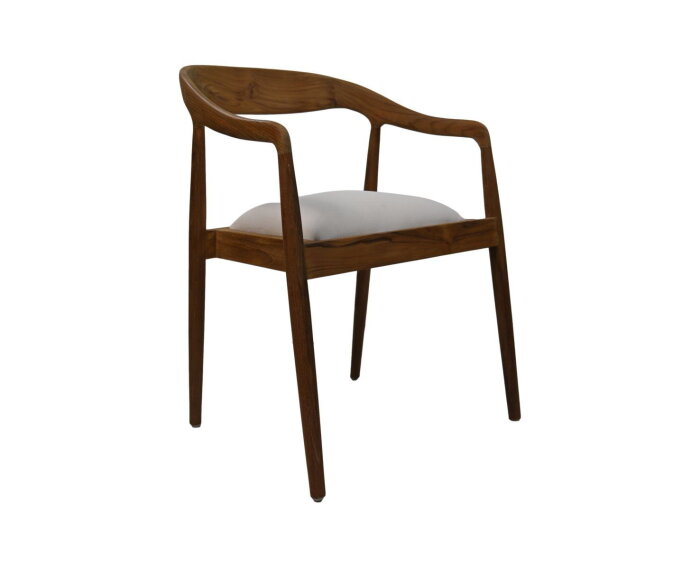 HSM Collection-Eetkamerstoel Wifera + zitting-55x41x78-Naturel/Wit-Teak/Stof