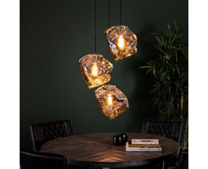 Hanglamp Rocky Chromed 3 lampen - Glas