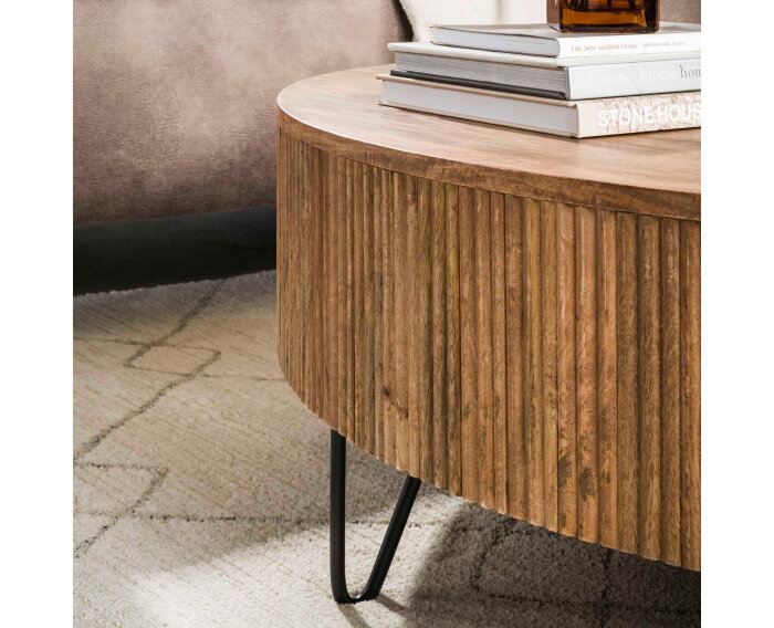 Salontafel Wave rond mangohout &Oslash;120 cm - zandkleur