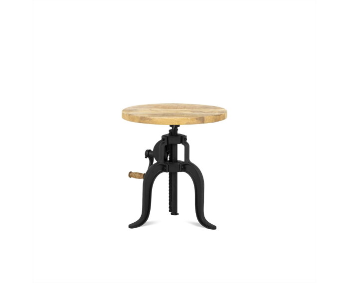 Salontafel Crank rond mangohout verstelbaar 45 cm