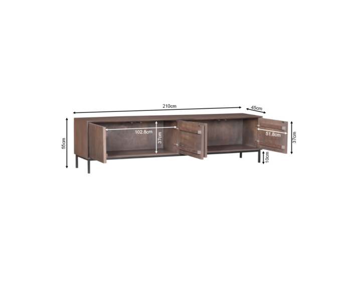 Tv meubel Madison Walnoot | 210 cm