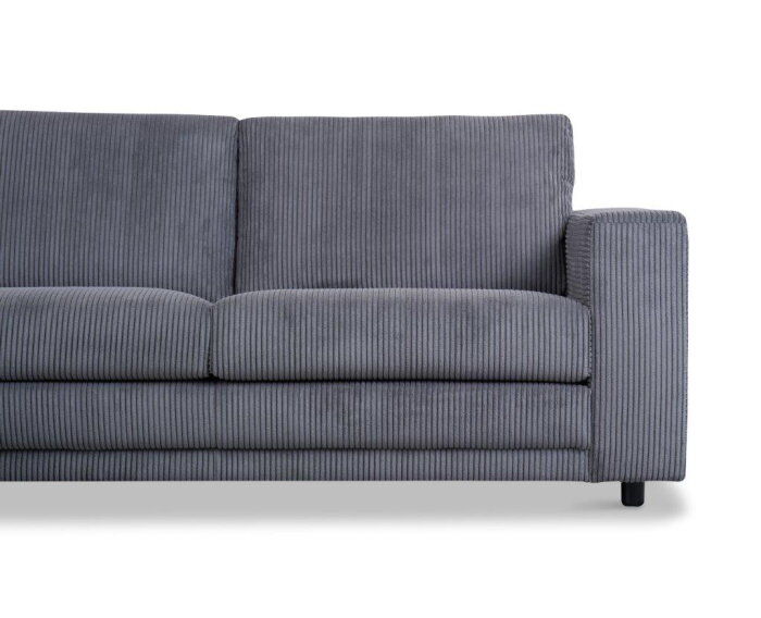 Hoekbank Livaro Antraciet - Zoom 21 Ribstof &ndash; Ottomane links &ndash; 261x204 cm