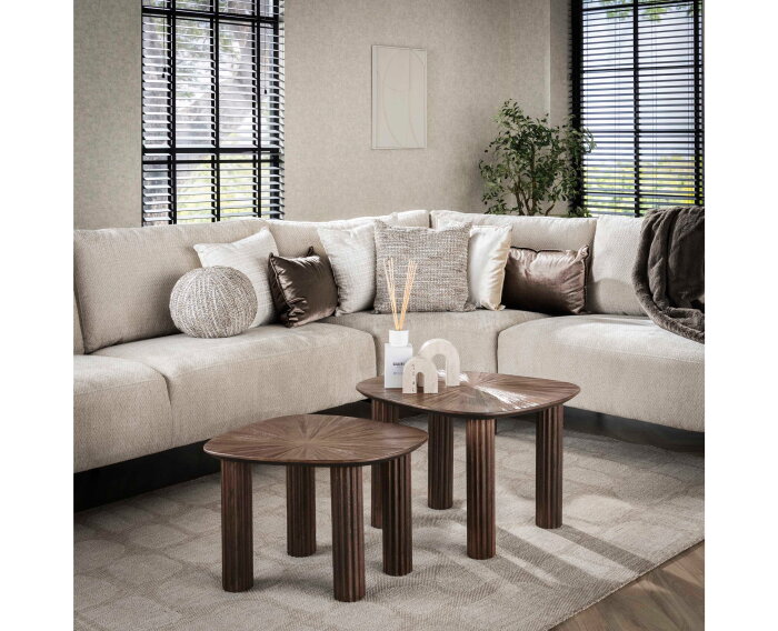 Bijzettafel set/2 XL Maya teak - Teak rust brown
