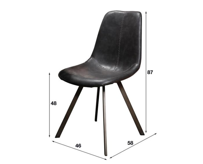 Eetkamerstoel zig-zag plat frame | zwart