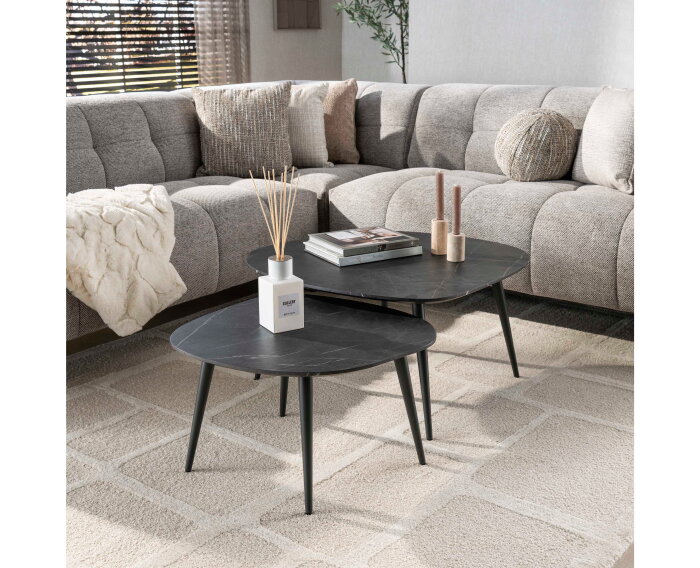 Salontafel Marquina set van 2 organisch - marmerlook
