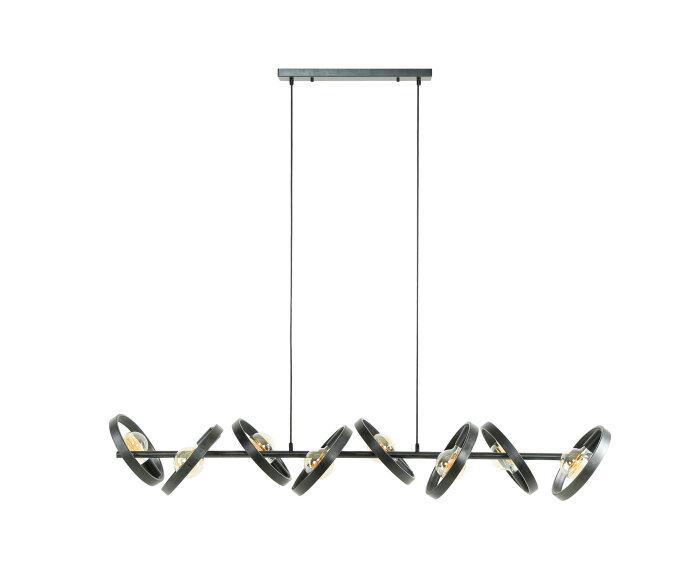 Hanglamp Hover 8-Lamps &ndash; Metaal &ndash; Charcoal &ndash; 160x42x150 cm