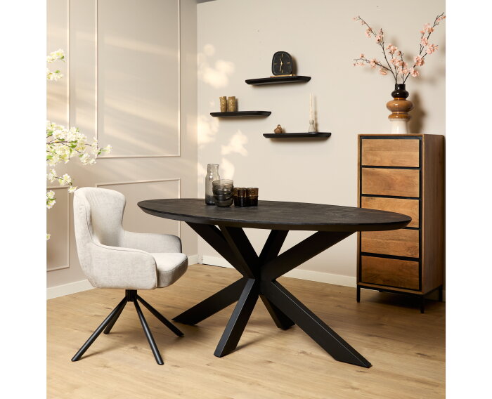 Eettafel Brandy Black | 160 cm | Ovaal