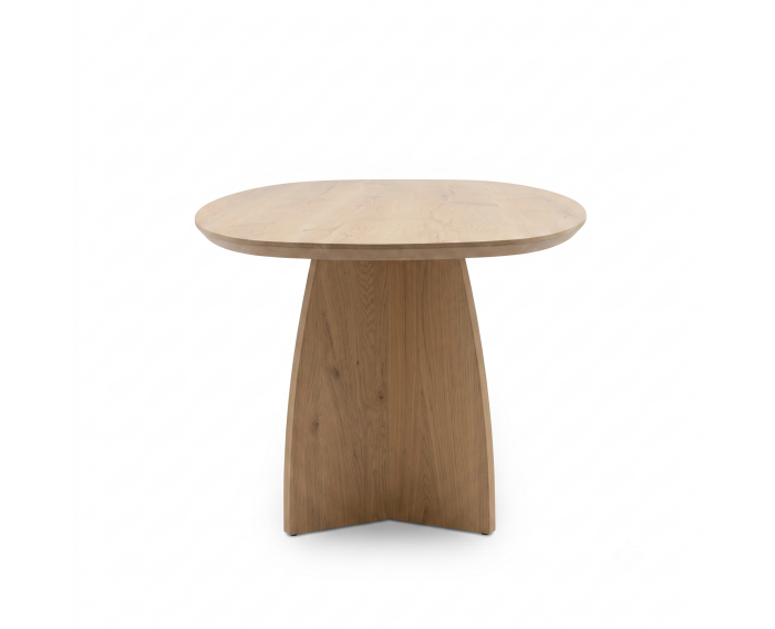 Eettafel Nina Deens ovaal massief eikenhout - Naturel - Japandi stijl - 200x100 cm