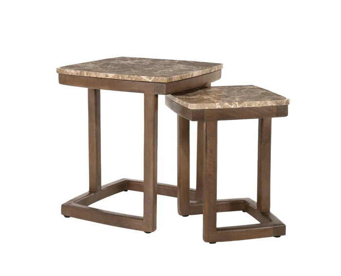 Bijzettafel set Nordin 34x34cm - bruin | Eleonora