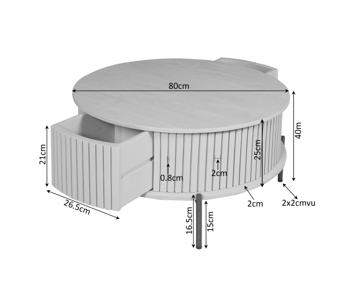 Salontafel Madison Brown | 80 cm | Rond