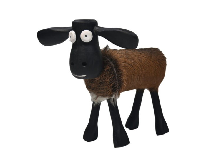 Schaap Shawn klein - 32x14x32 - bruin/zwart - Teak/geitenhuid