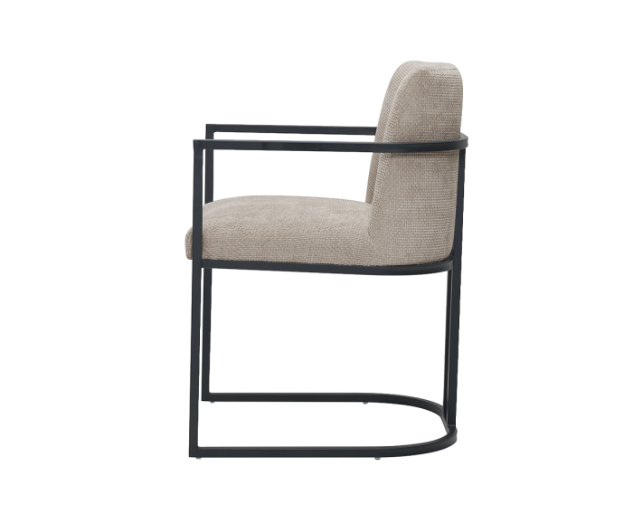 Tower Living Archi Eetkamerstoel met Armleuning &ndash; Japandi Stijl &ndash; Beige &ndash; 55x60x83 cm