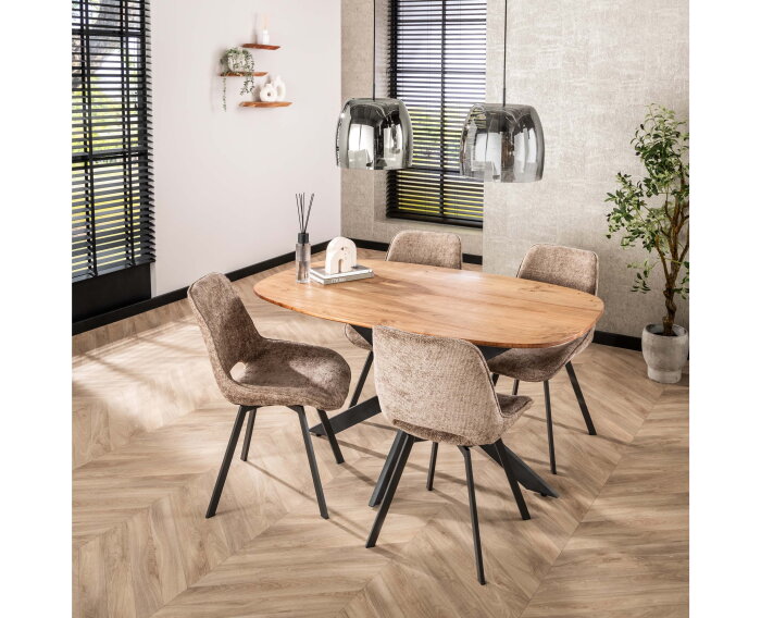 Eettafel Kopenhagen Deens ovaal Acacia 150x90 cm - Naturel