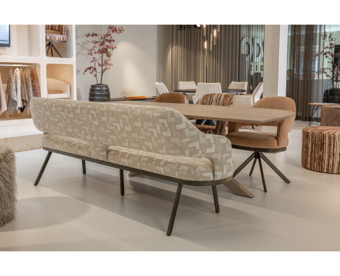Eetkamerbank Firenze - Mosaic beige 05 - anodic bruin - 180 cm