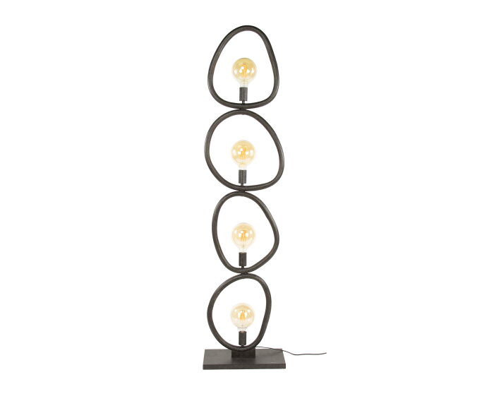 Vloerlamp 4L organic steel - Artic zwart