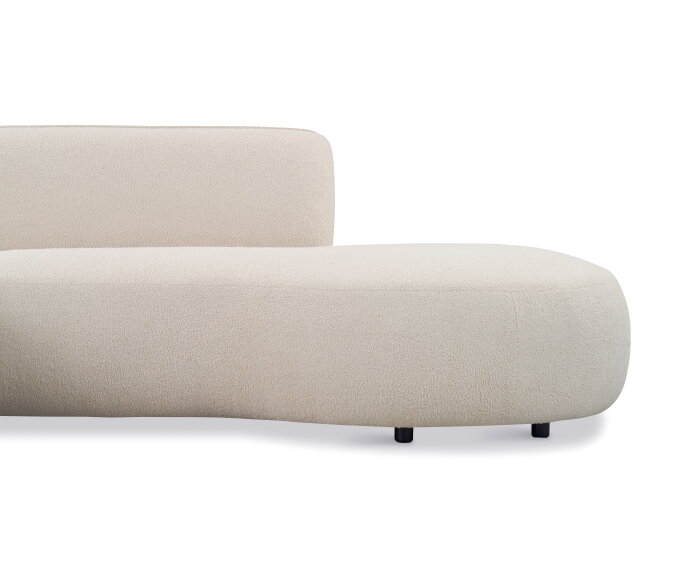 Organische hoekbank Valerie Boucl&eacute; met chaise longue rechts - 276x150x75 cm - Japandi - Beige