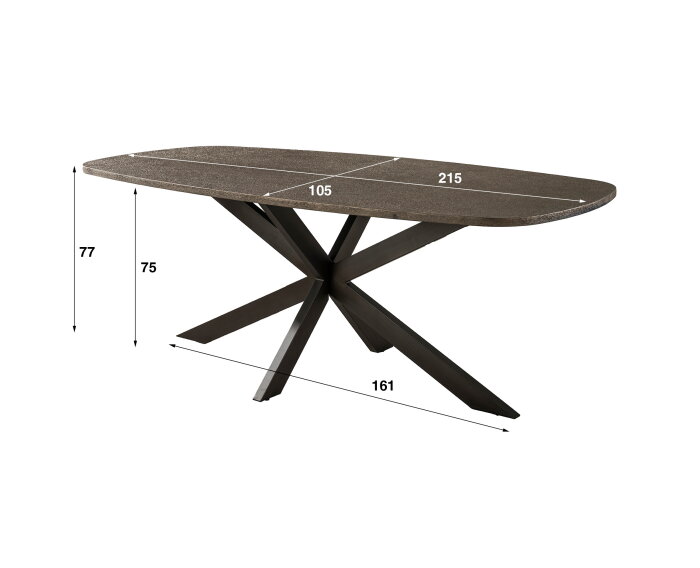 Eettafel 215 Bronvik deens ovaal - Bronze liquid metal