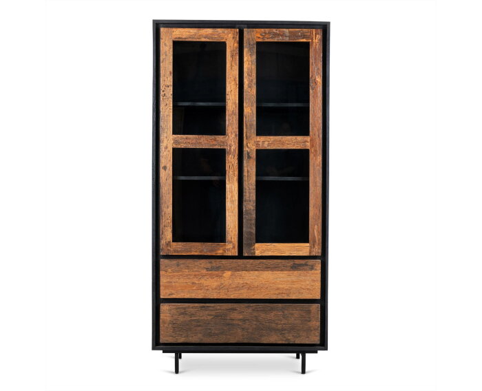 Vitrinekast Anayah gerecycled hout 90 cm - zwart