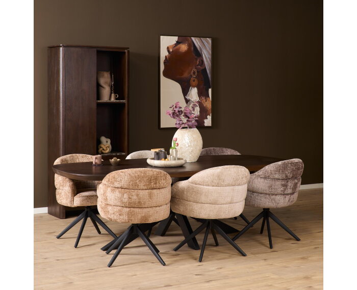 Eetkamerstoel Bella | Cinnamon | Poot Black | Met armleuning