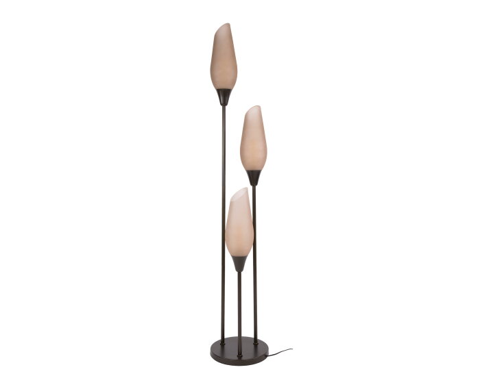 Vloerlamp Cocoon 3-lichts Frosted Sienna bruin &ndash; hotel chique design - 35x35x168 cm