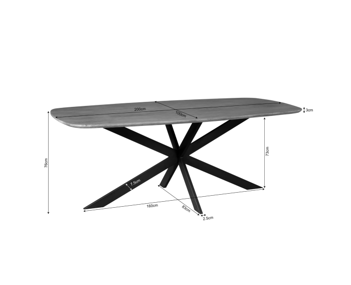 Eettafel Elegance Deens ovaal | 200x100 cm