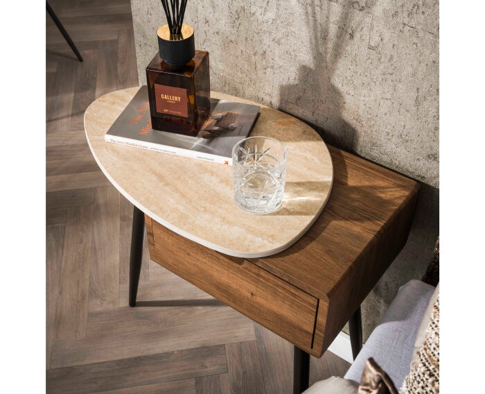 Nachtkastje 1L links Travino - Ceramic Travertine