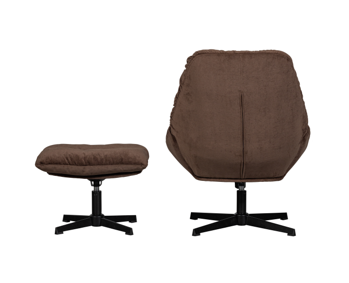 YARO DRAAIBARE FAUTEUIL MET HOCKER ESPRESSO - WOOOD