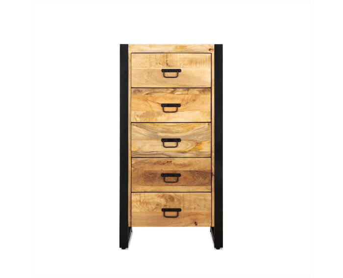 Ladekast Britt mangohout 5 lades - Naturel