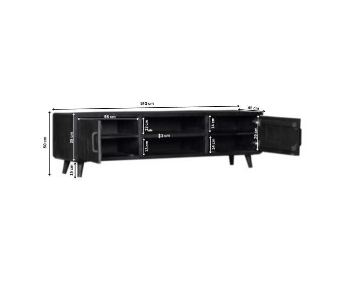 Tv meubel Omaha Black | 180 cm