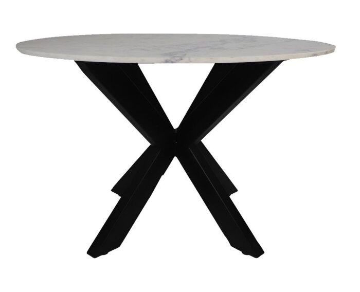 Eettafel rond marmer - ø120x76 - Wit/zwart - Marmer/metaal