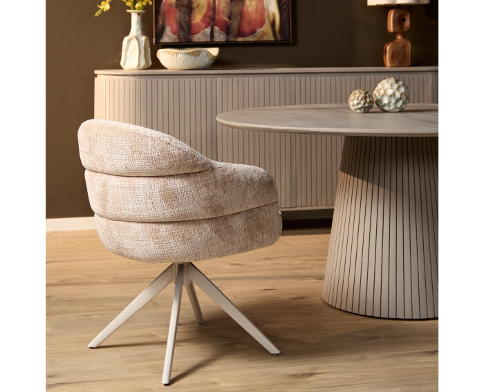 Eetkamerstoel Bella | Beige | Poot Sand | Met armleuning
