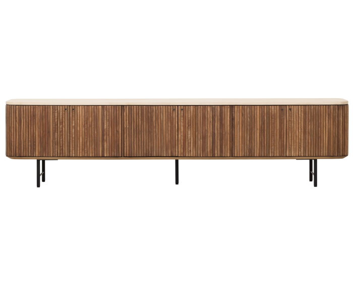 TV stand Lagoon large, 6 doors,55x220x35 cm, teakwood + mortex