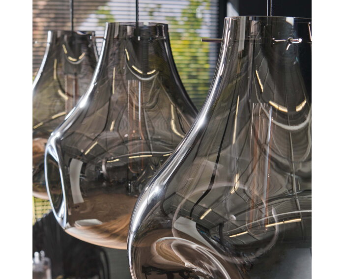 Hanglamp Dent glass 3 lampen - Artic zwart