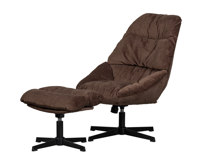 YARO DRAAIBARE FAUTEUIL MET HOCKER ESPRESSO - WOOOD
