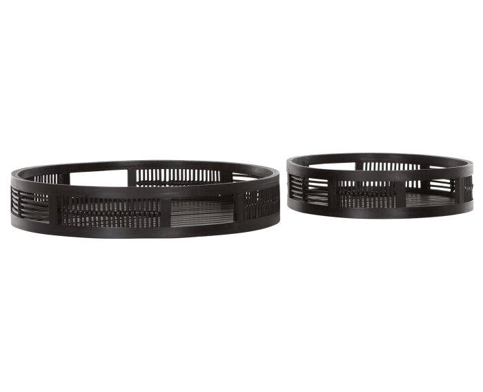 Tray Algarve round BLACK, set of 2 - ORDER by 2 pcs,7x&Oslash;30 cm / 7x&Oslash;40 cm, Bamboo black