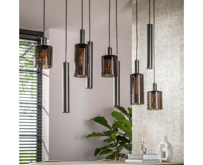 Hanglamp Sepiora 9 lampen - Sienna bruin - Hotel Chique - 116x22x150 cm - leeslamp