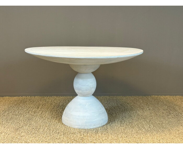 Eettafel Xander rond mangohout 120 cm - wit