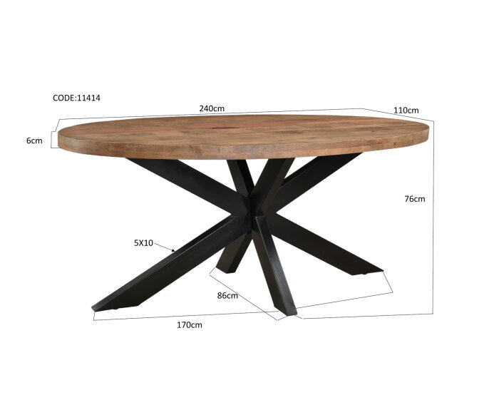 Eettafel Brix Sturdy Ovaal 240x110
